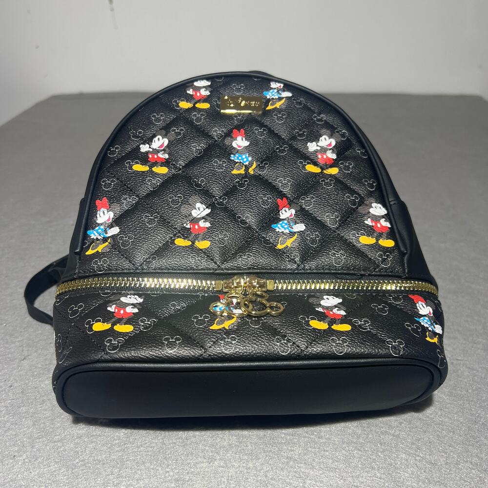 Disney Mickey Friends Black Quilted Mini Backpack Pouch